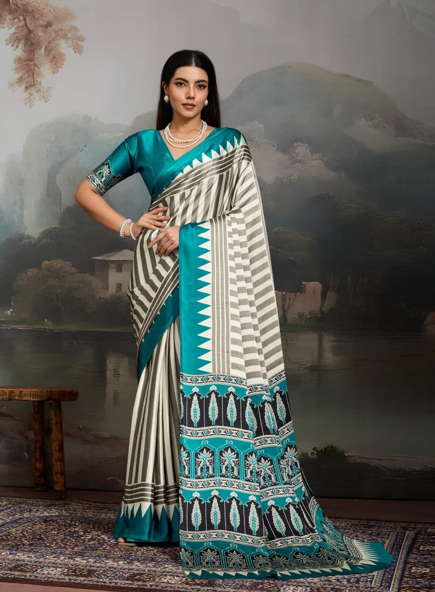 Elegant Pure Ajrakh Modal Satin Heritage Print Saree